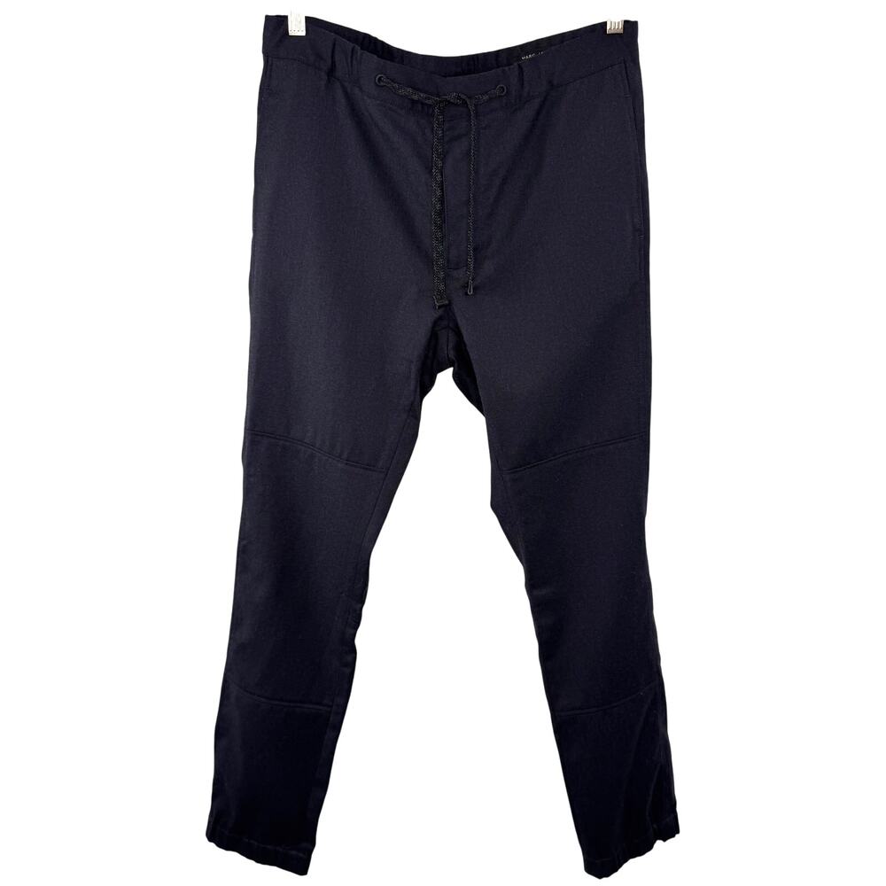 MARC JACOBS Italy Navy Blue Wool Pants Drawstring Mid-Rise Straight Leg Size 46